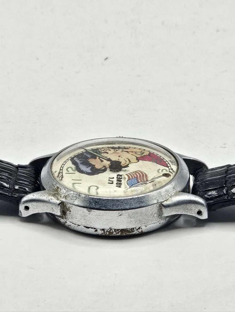 1951 New Haven Lil Abner Animated Wristwatch Non-Working Missing Hour Hand